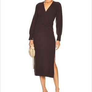Jonathan Simkhai Brown Judith Twist Front Ribbed Knit Midi Dress